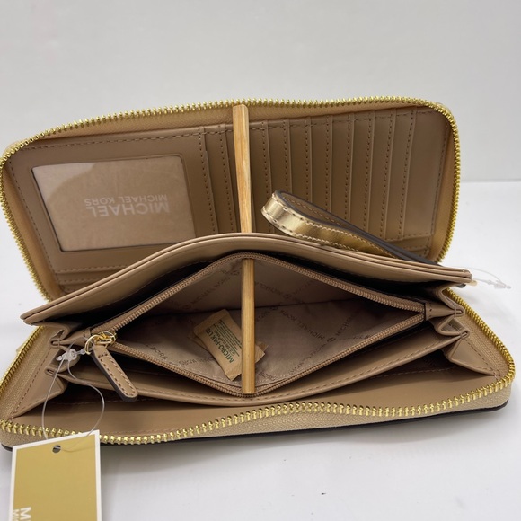 MICHAEL KORS Jet Set Lg Metallic Signature Logo Continental Wallet Wristlet Phon - Picture 12 of 16